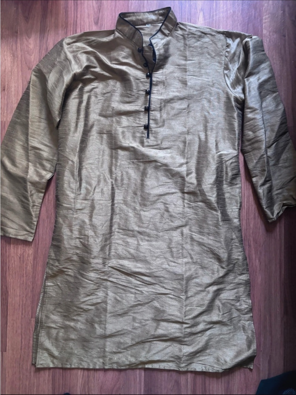 Olive Green Mandarin Collar Kurta Shirt for Men